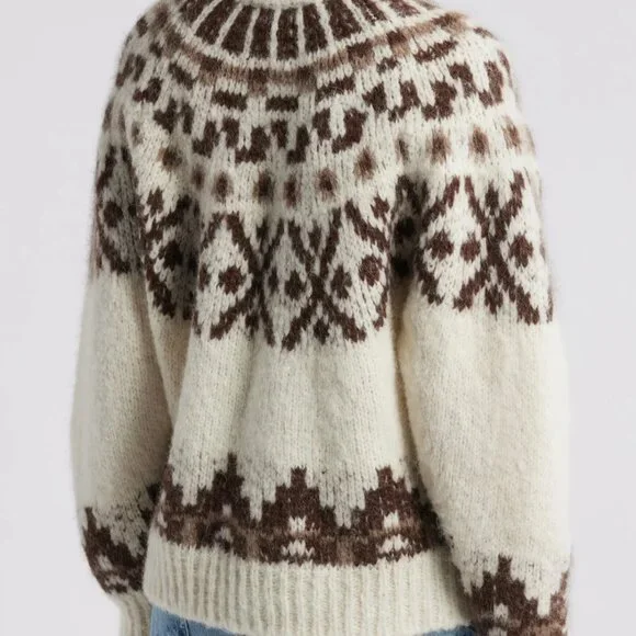 FRAME NWT WHITE ALPACA FAIR ISLE SWEATER SIZE L - Picture 8 of 14